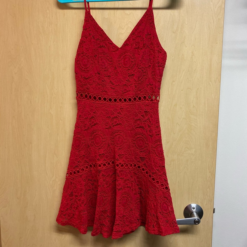Red lace dress